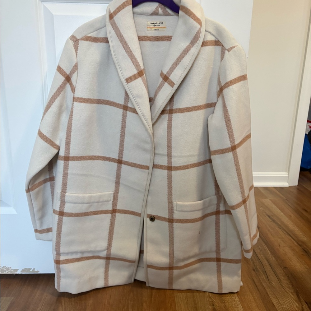 Marine Layer Cream and Tan Plaid jacket